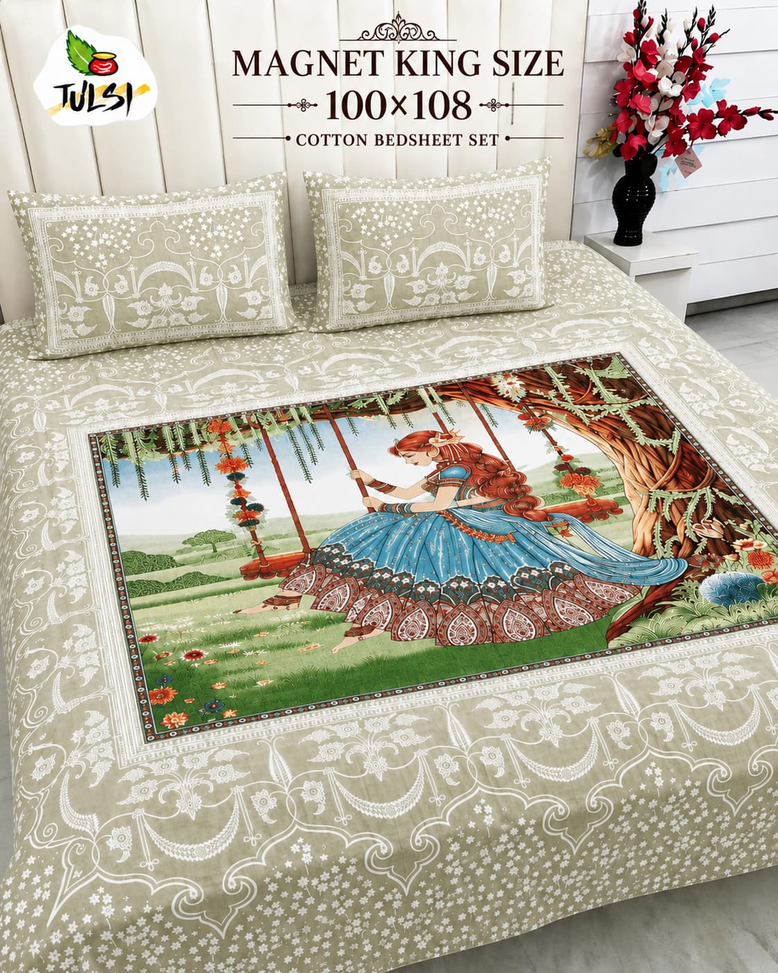 "MAGNET Pure Cotton King Size Bedsheet Set"