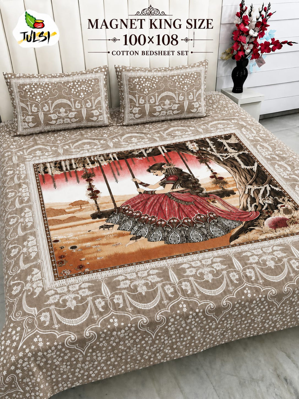 "MAGNET Pure Cotton King Size Bedsheet Set"