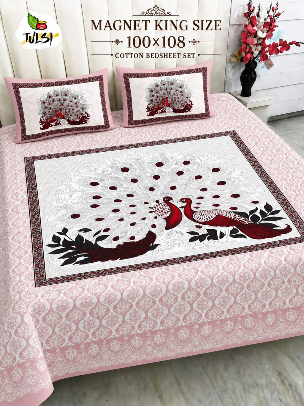 "MAGNET Pure Cotton King Size Bedsheet Set"