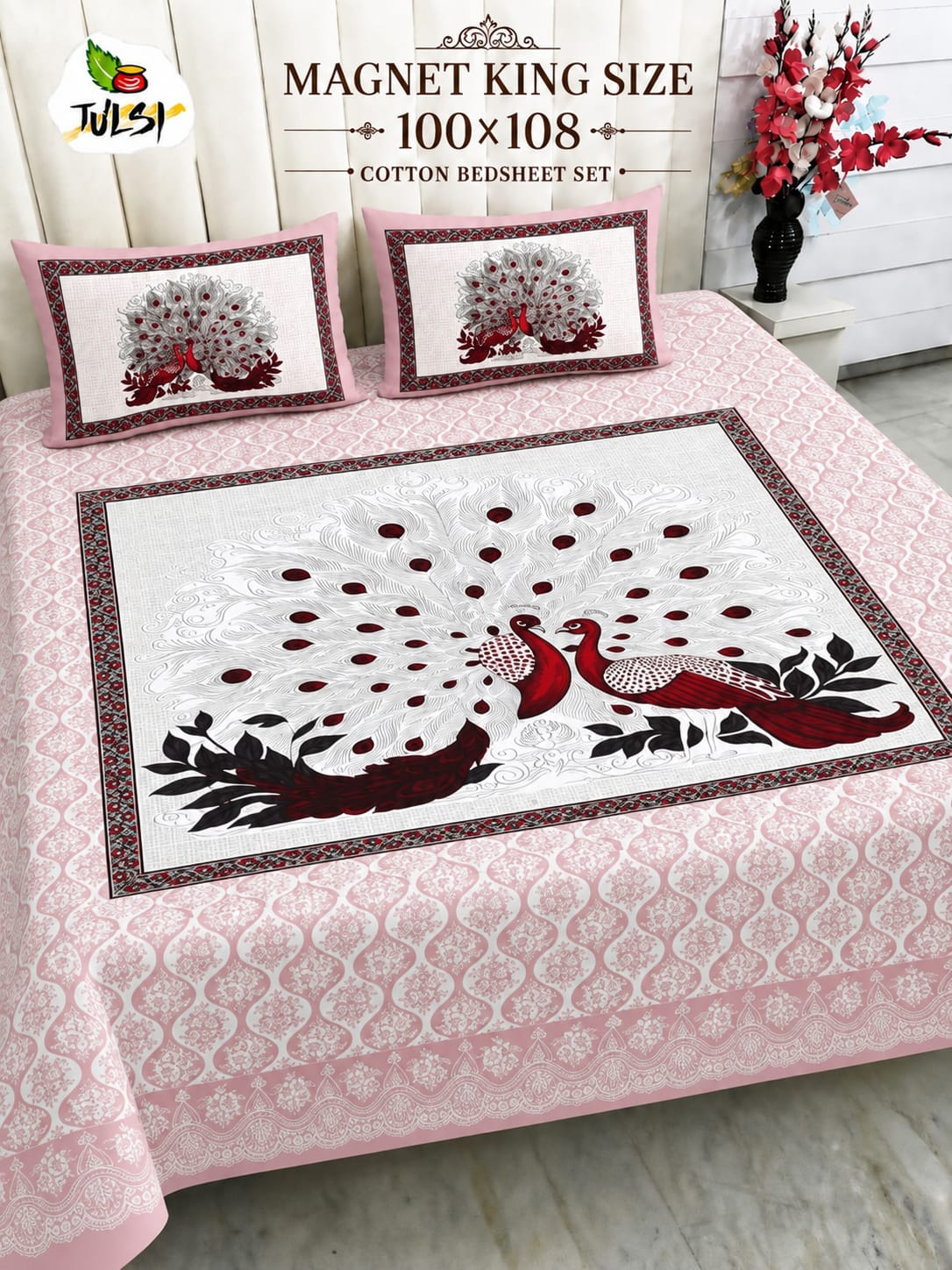 "MAGNET Pure Cotton King Size Bedsheet Set"