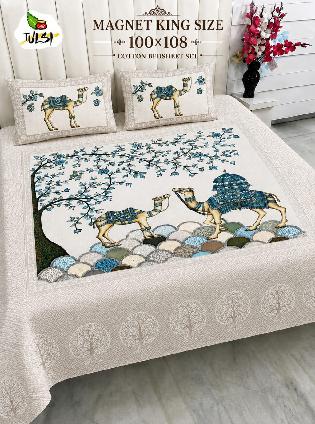 "MAGNET Pure Cotton King Size Bedsheet Set"