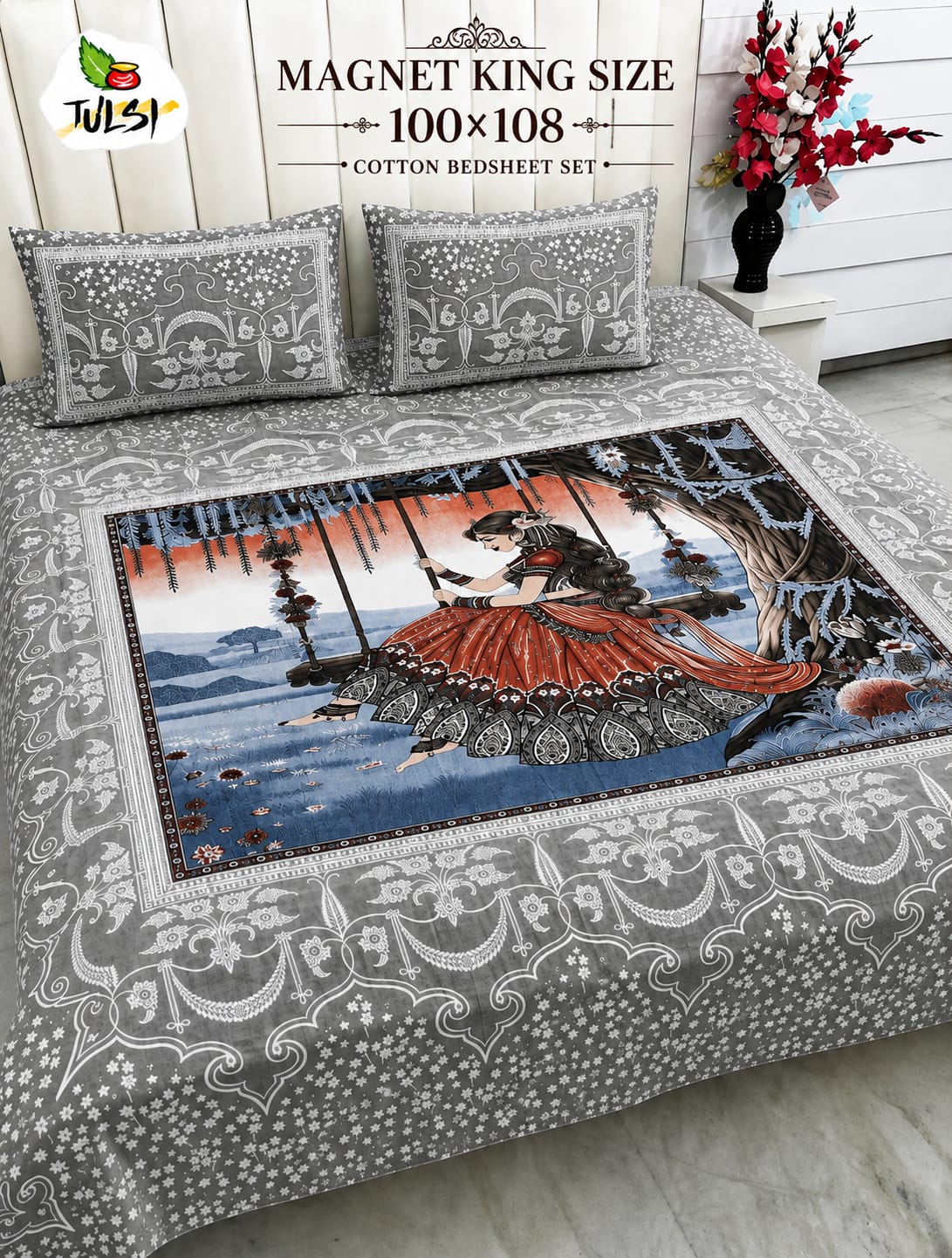 "MAGNET Pure Cotton King Size Bedsheet Set"