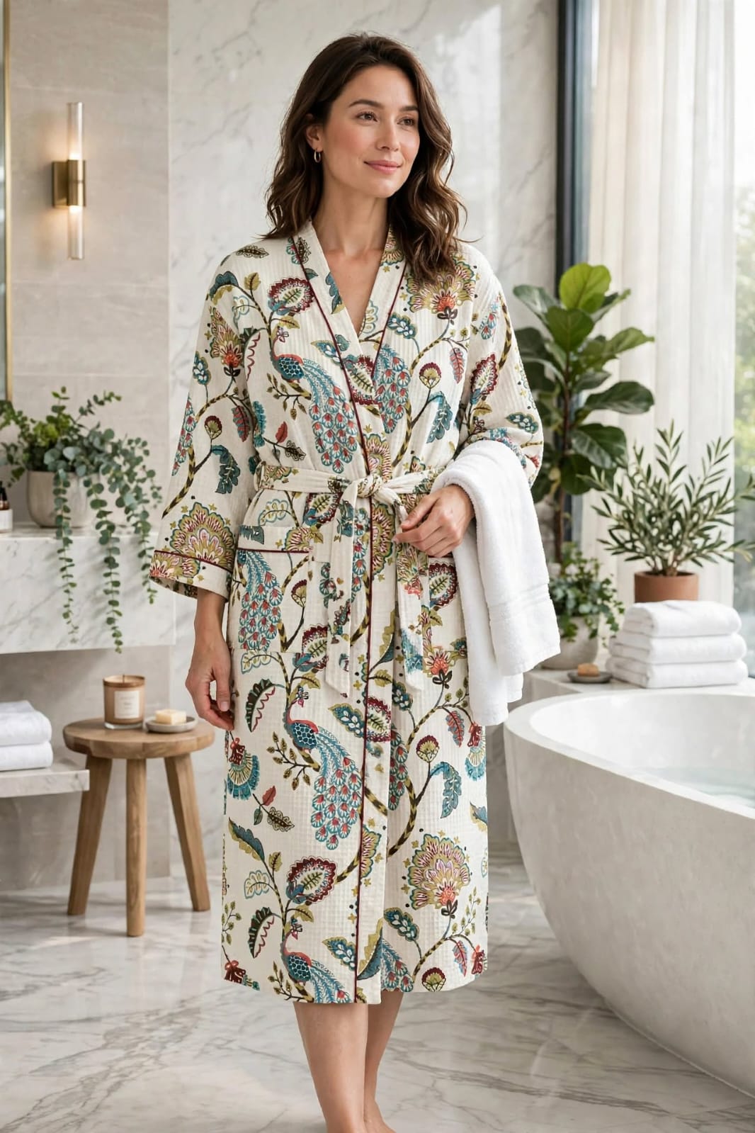 "ABOLI Waffle Cotton Bathrobe – Premium Comfort & Style"