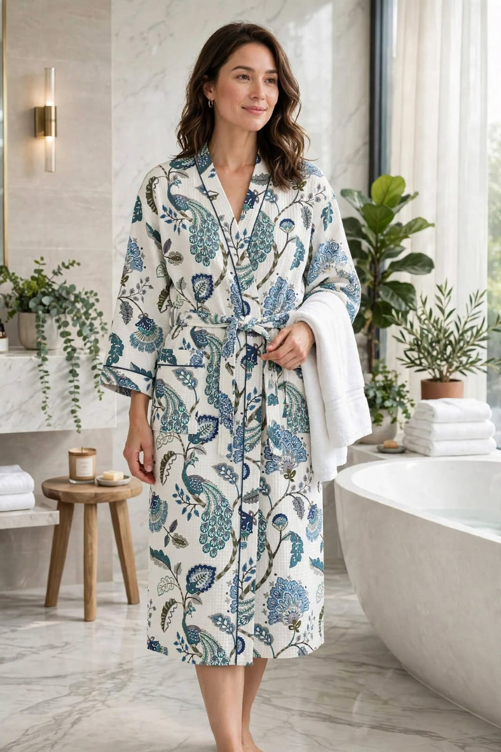 "ABOLI Waffle Cotton Bathrobe – Premium Comfort & Style"
