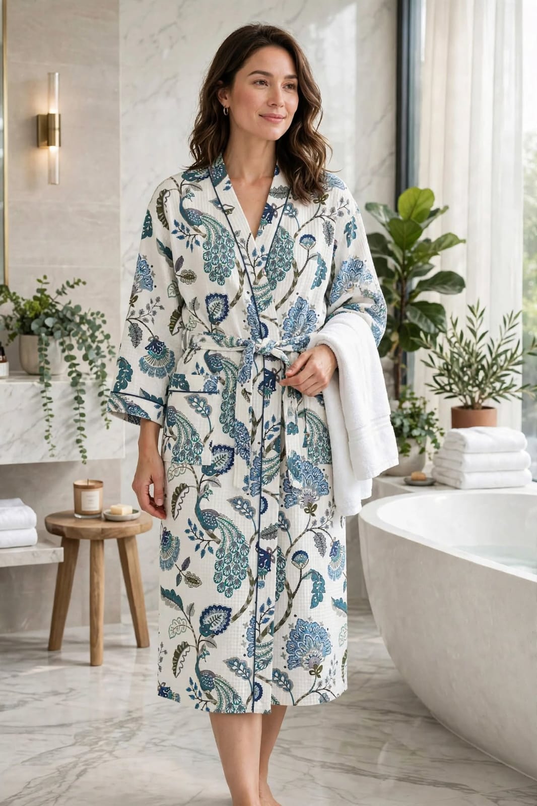 "ABOLI Waffle Cotton Bathrobe – Premium Comfort & Style"