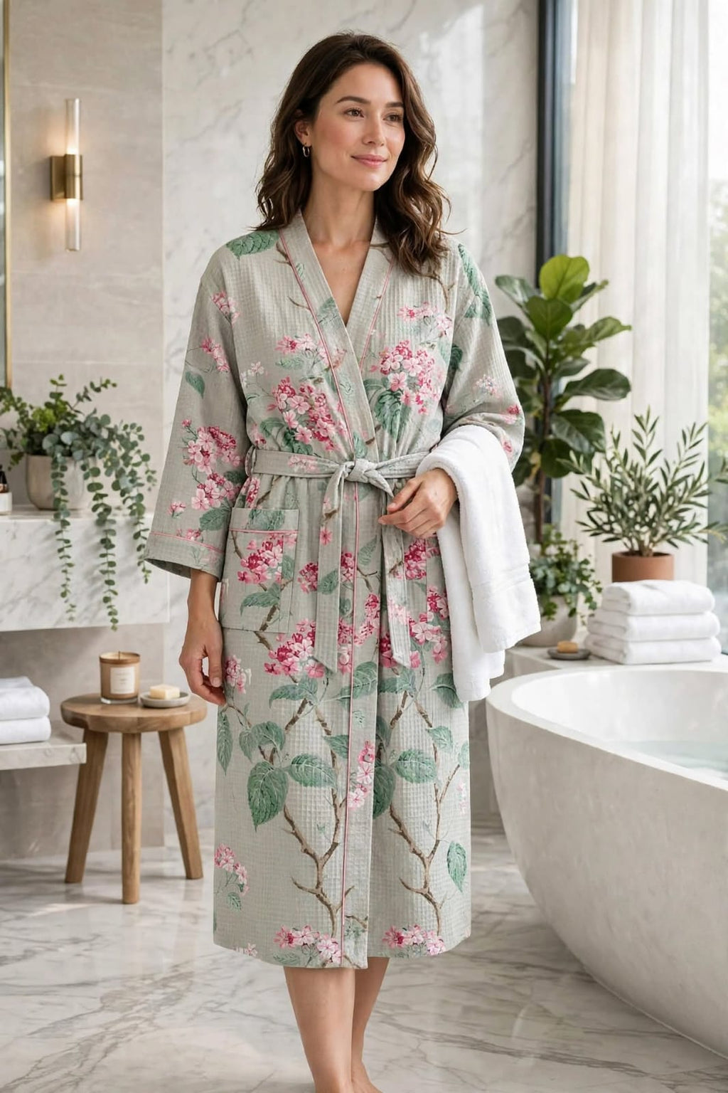 "ABOLI Waffle Cotton Bathrobe – Premium Comfort & Style"