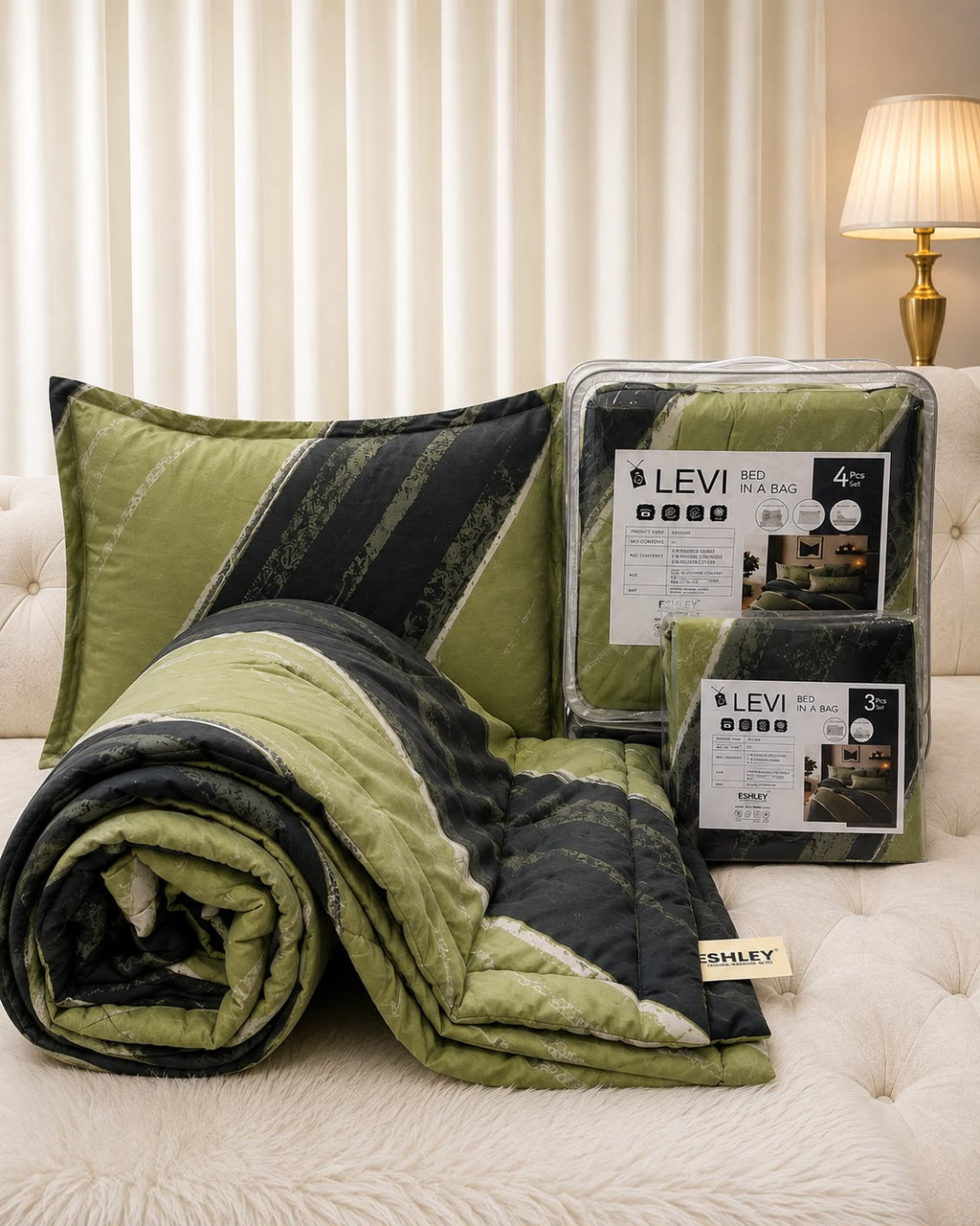 " LEVI  Comforter Set with Bedsheet"